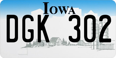 IA license plate DGK302