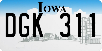 IA license plate DGK311