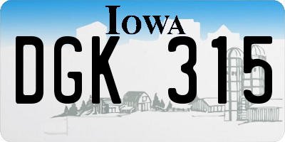 IA license plate DGK315