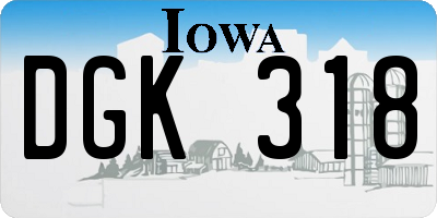 IA license plate DGK318