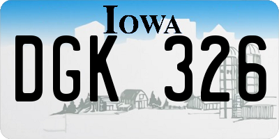 IA license plate DGK326