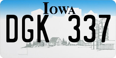 IA license plate DGK337