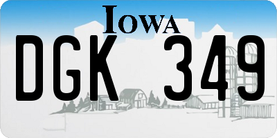 IA license plate DGK349