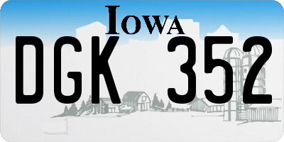 IA license plate DGK352