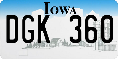 IA license plate DGK360