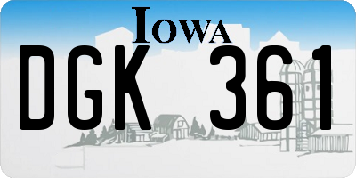 IA license plate DGK361