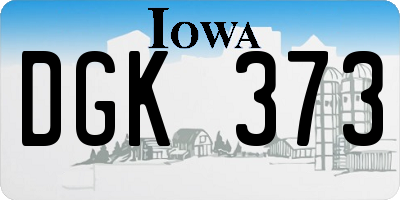 IA license plate DGK373