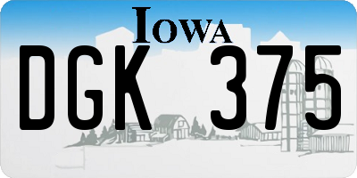 IA license plate DGK375
