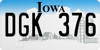 IA license plate DGK376