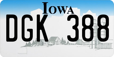 IA license plate DGK388