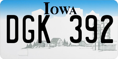 IA license plate DGK392