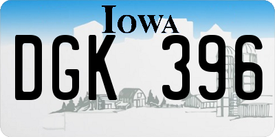 IA license plate DGK396