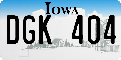 IA license plate DGK404
