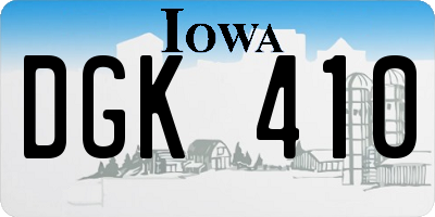 IA license plate DGK410