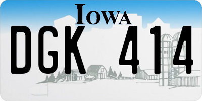 IA license plate DGK414