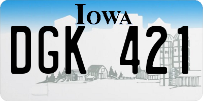 IA license plate DGK421