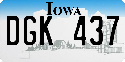 IA license plate DGK437