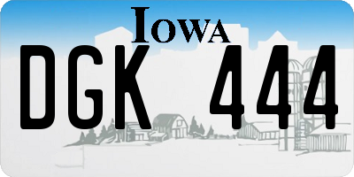 IA license plate DGK444