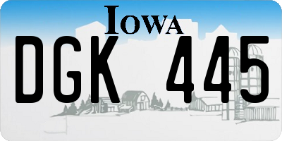 IA license plate DGK445