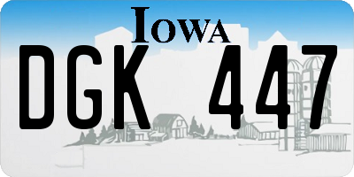 IA license plate DGK447