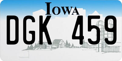 IA license plate DGK459