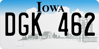 IA license plate DGK462