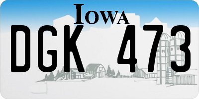 IA license plate DGK473