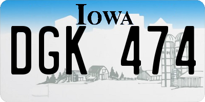 IA license plate DGK474
