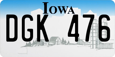 IA license plate DGK476
