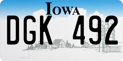 IA license plate DGK492