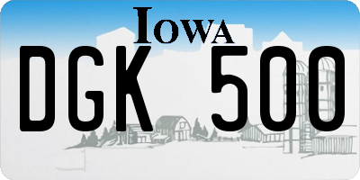 IA license plate DGK500