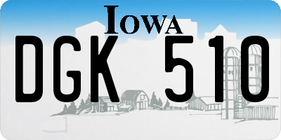 IA license plate DGK510