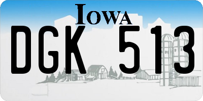 IA license plate DGK513