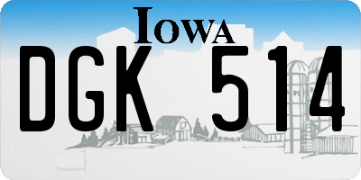IA license plate DGK514