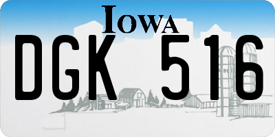 IA license plate DGK516