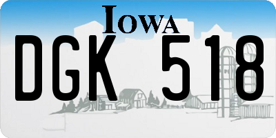 IA license plate DGK518