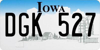 IA license plate DGK527