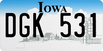 IA license plate DGK531