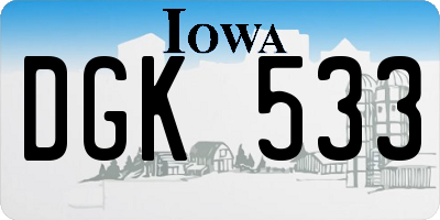 IA license plate DGK533