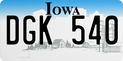 IA license plate DGK540