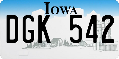 IA license plate DGK542