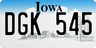 IA license plate DGK545