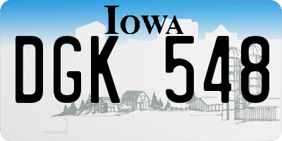 IA license plate DGK548
