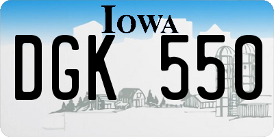 IA license plate DGK550