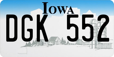 IA license plate DGK552