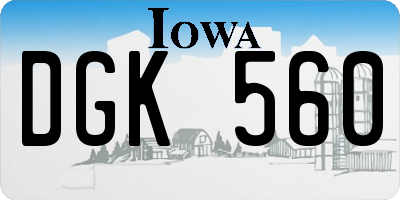 IA license plate DGK560