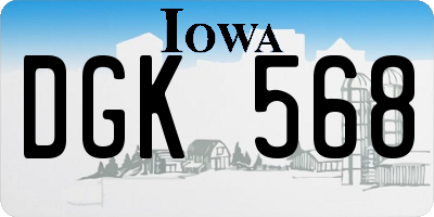 IA license plate DGK568