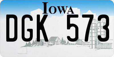 IA license plate DGK573