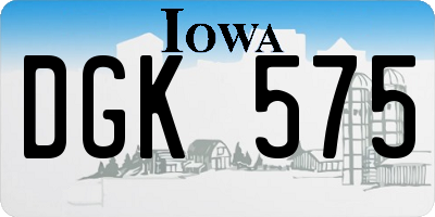 IA license plate DGK575