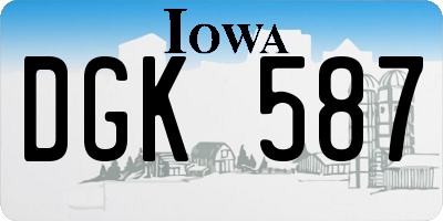 IA license plate DGK587